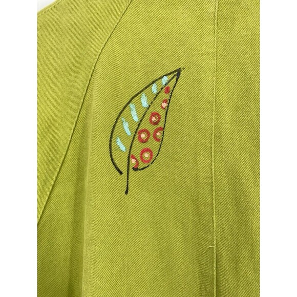 CMC Color Me Cotton Wacky Moss Green Coat Embroidered Artsy XL - Picture 8 of 11